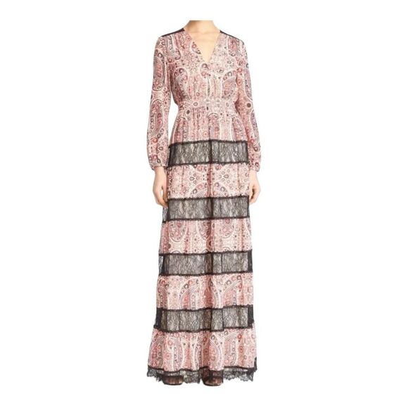 Alice + Olivia Karolina Paneled Halter Maxi Dress Blush Kiss Vanilla Size XS NWT - Picture 5 of 5